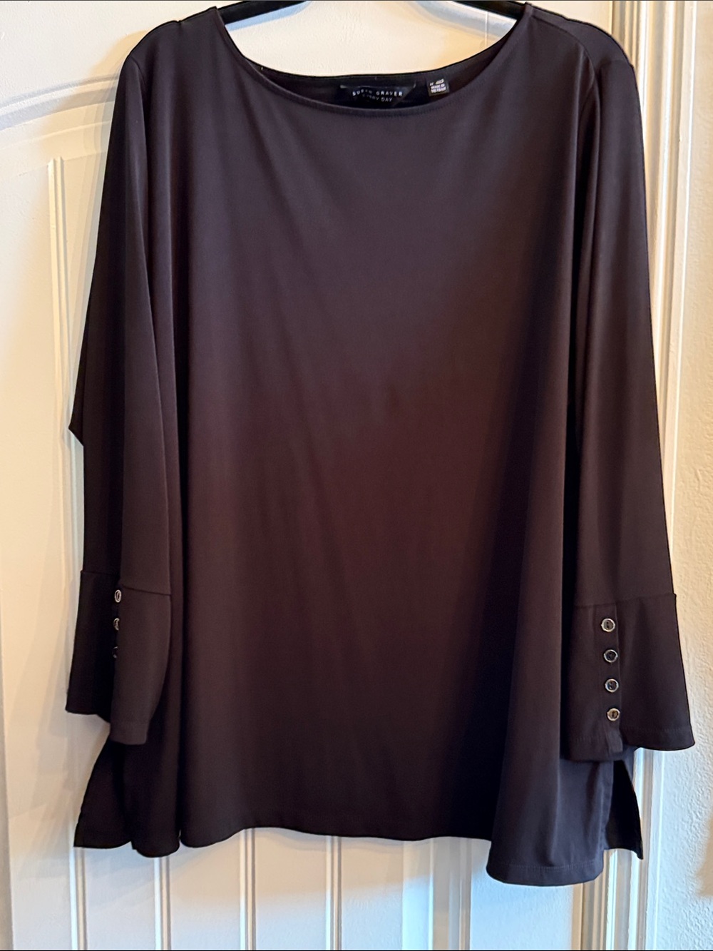 Susan Graver Black Long-Sleeve Tunic Top